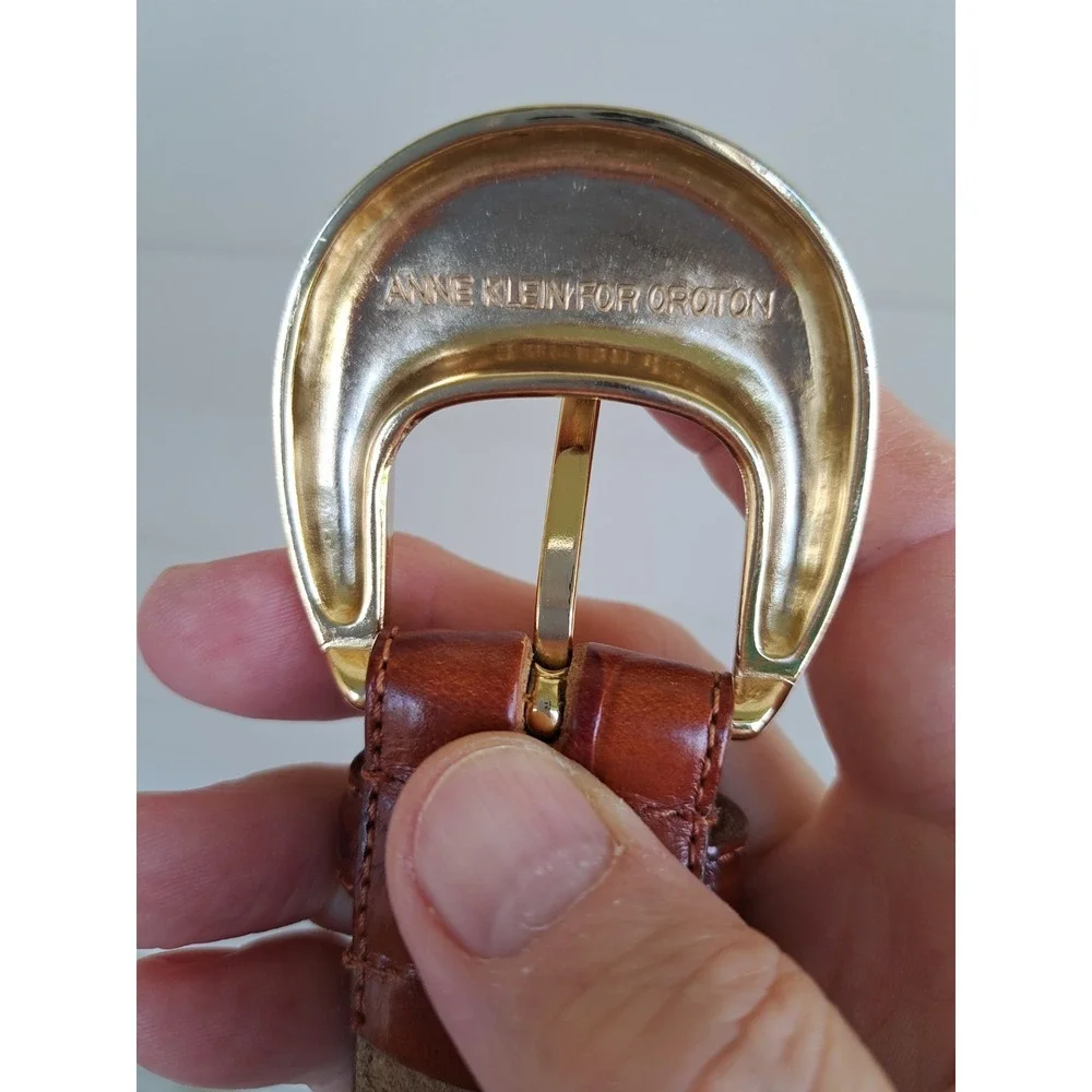 Anne Klein For Oroton Women's Genuine Leather Brown Belt S 34 Inches